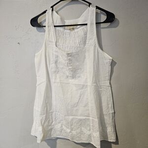 Stetson Women's Large White Sleeveless Top Floral Embroidery Western Boho Tank